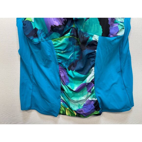 Lane Bryant Womens Ruched Swimsuit Top Size 44C Multicolor Swimwear Beach Chic - Picture 7 of 12